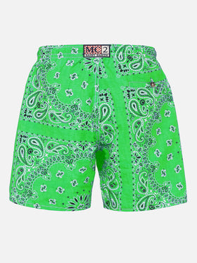 Man swim shorts with green bandanna print - MC2 Saint Barth