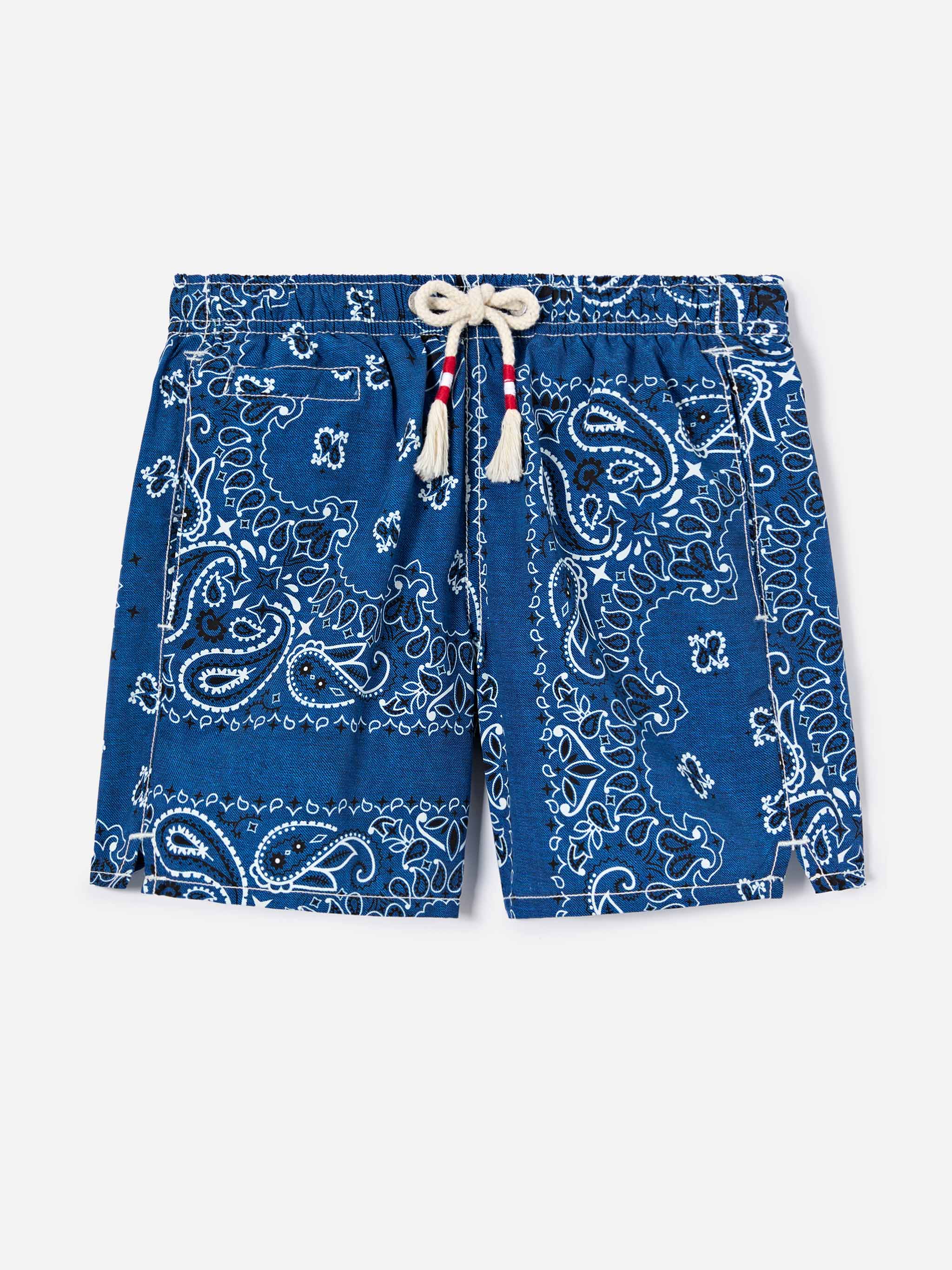 Caprese Jr swim shorts with blue navy bandana print – MC2 Saint Barth