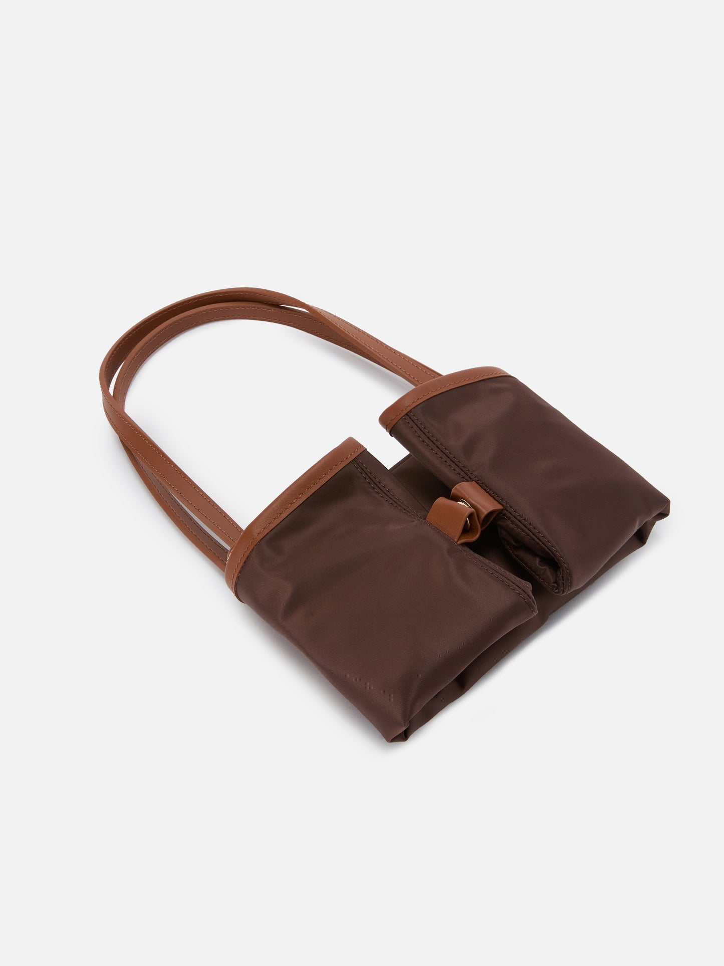 Borsa City medium in nylon marrone