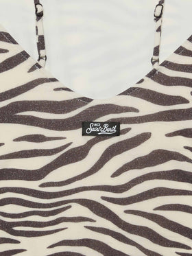 Cecille Jr one-piece lurex swimsuit with zebra print