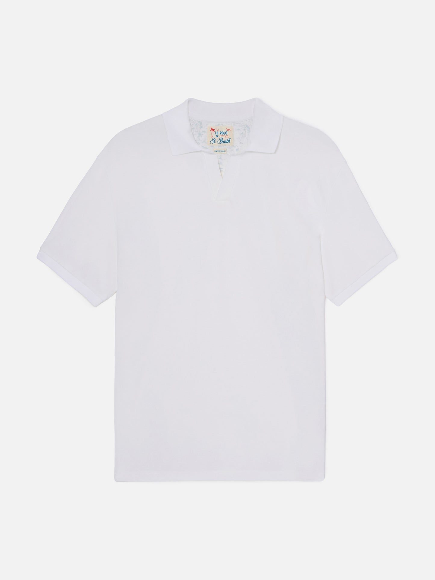 White Charles polo in solid color cotton piquet