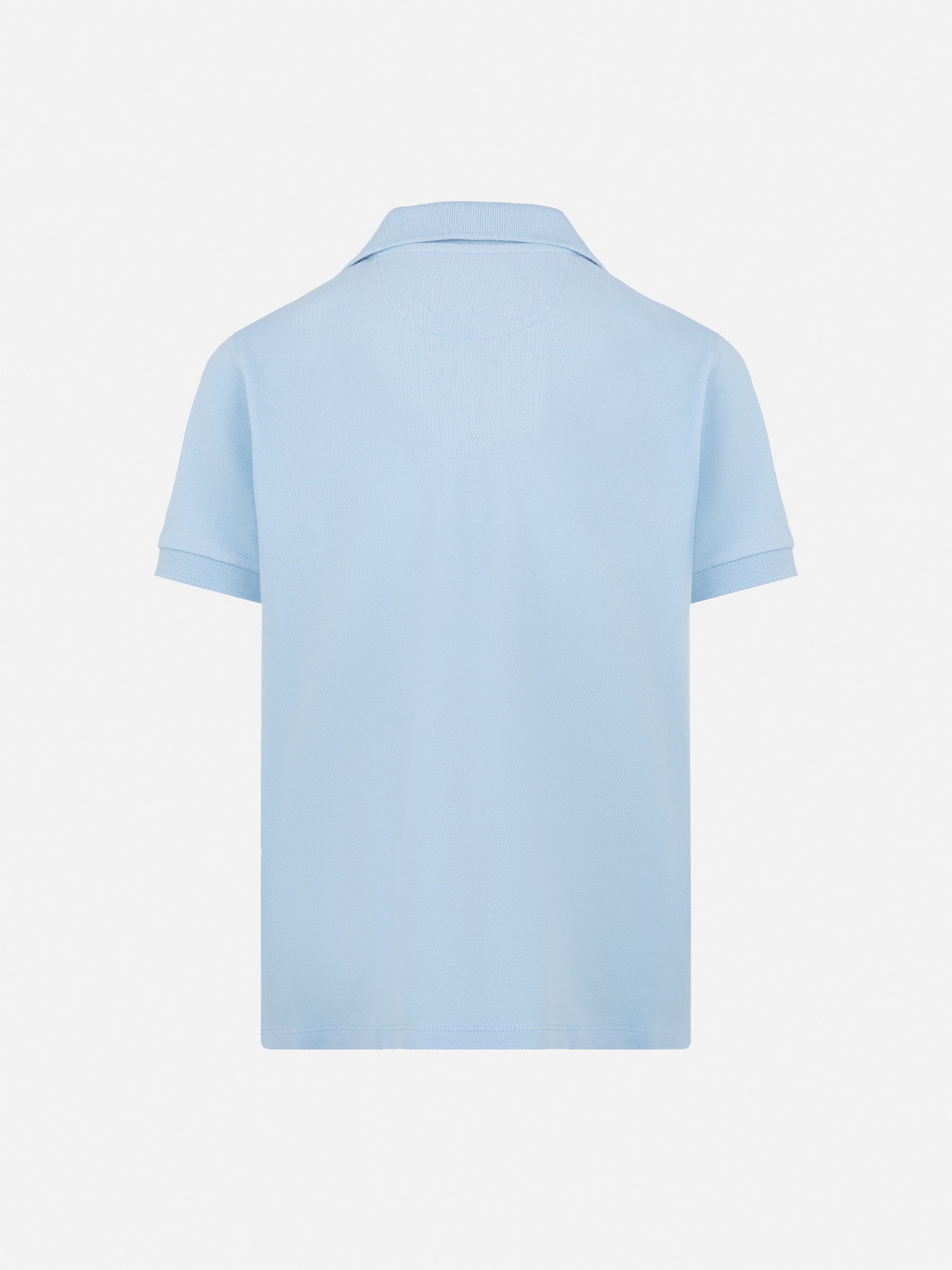Light blue cotton piquet buttonless polo shirt Charles Jr - MC2 Saint Barth