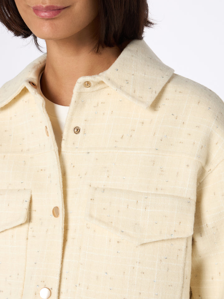 Woman wooly tweed white jacket Chantel with sequins - MC2 Saint Barth