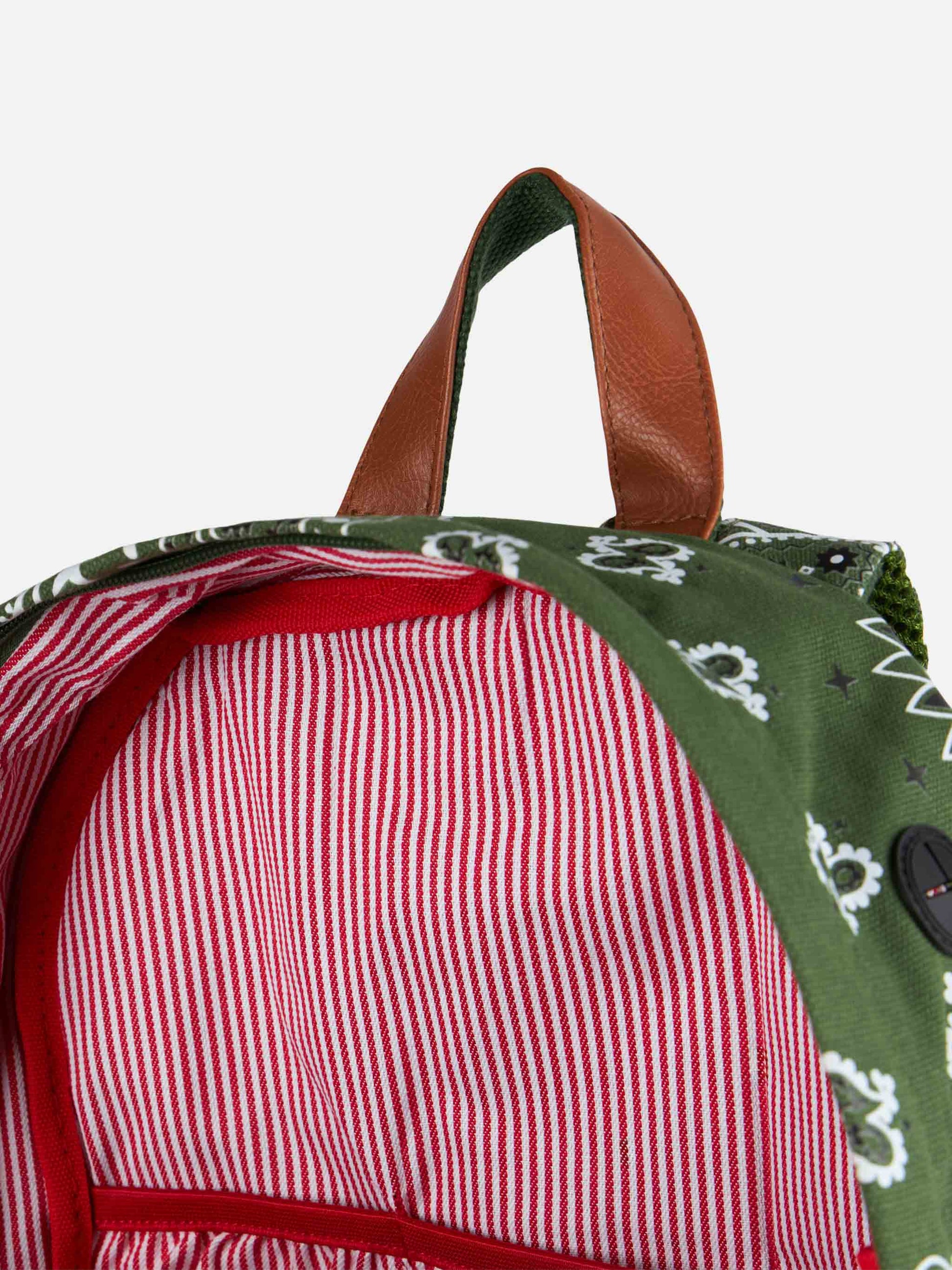 Canvas backpack Cody with green bandanna print - MC2 Saint Barth