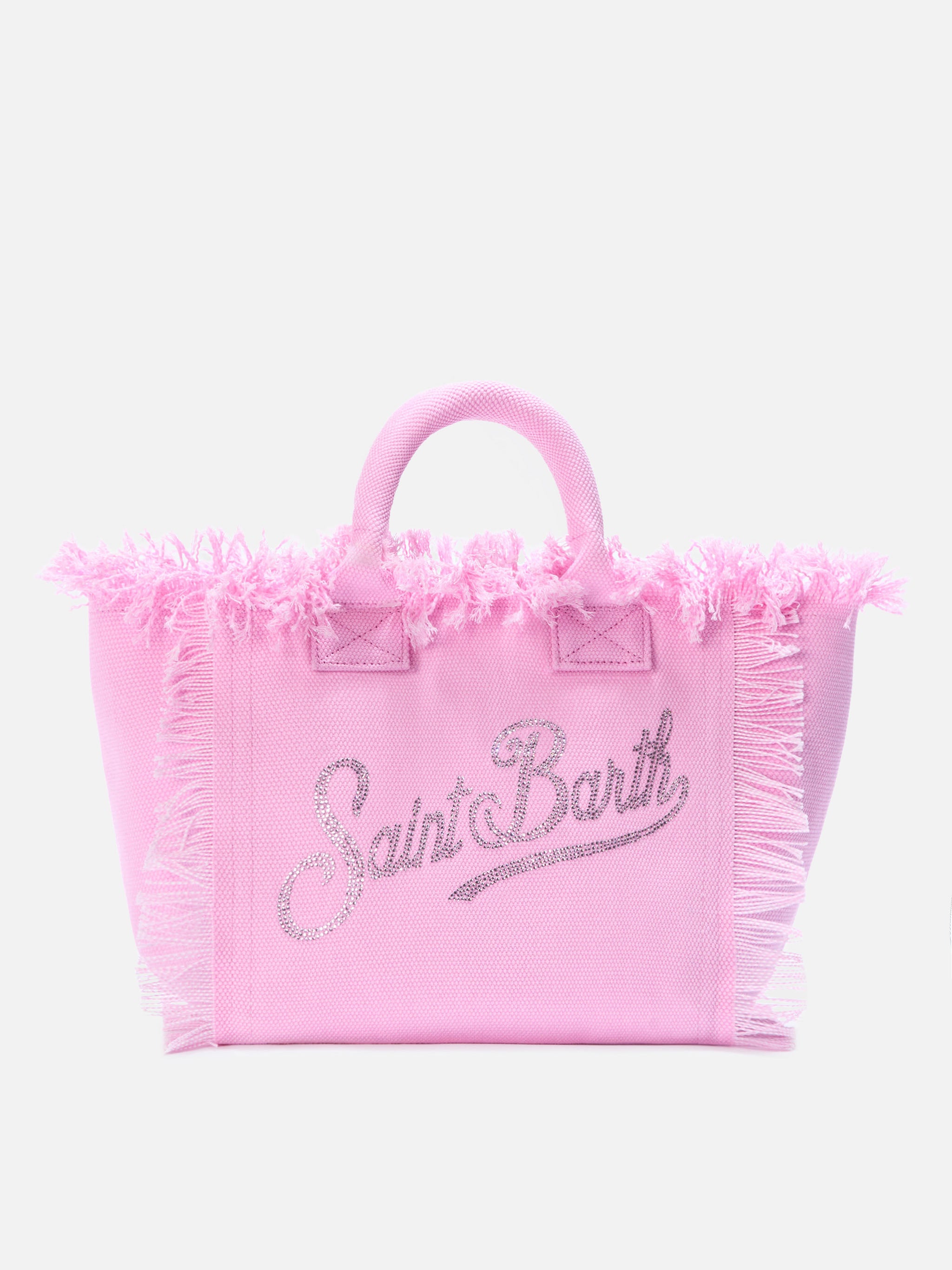Pink canvas Colette bag with rhinestone logo – MC2 Saint Barth