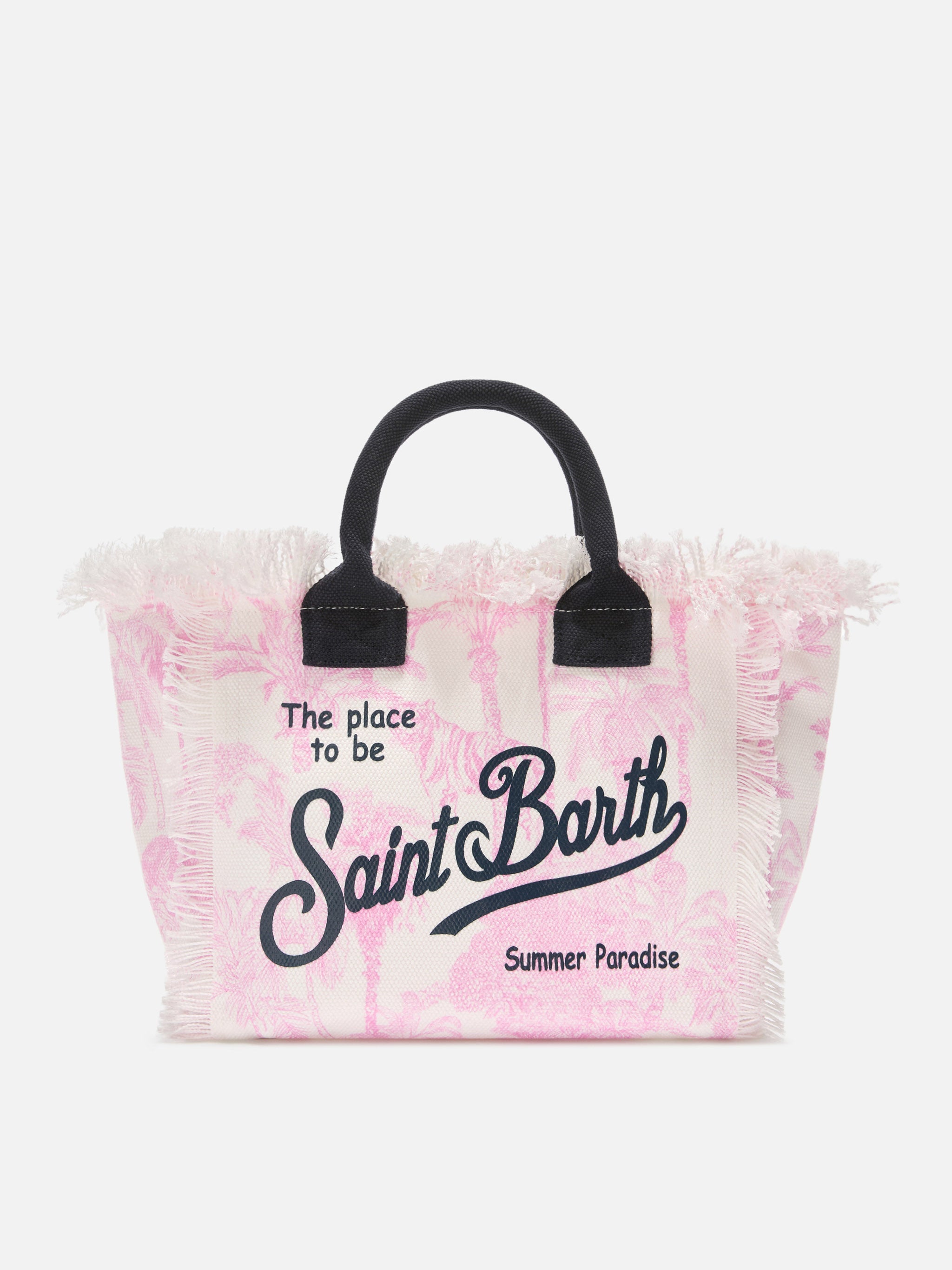 Colette canvas bag with pink toile de Jouy print – MC2 Saint Barth