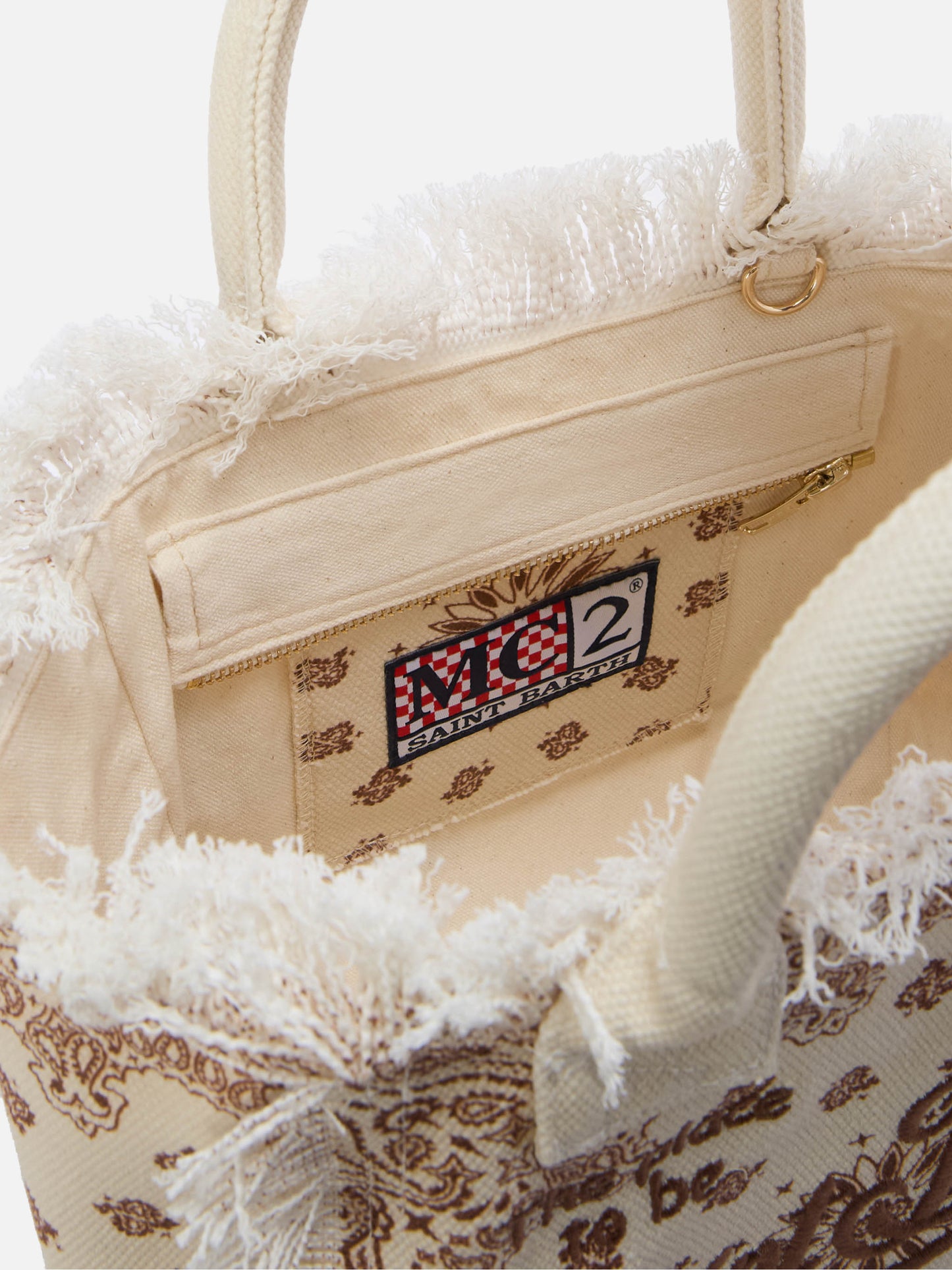Borsa Colette in canvas beige con stampa bandana