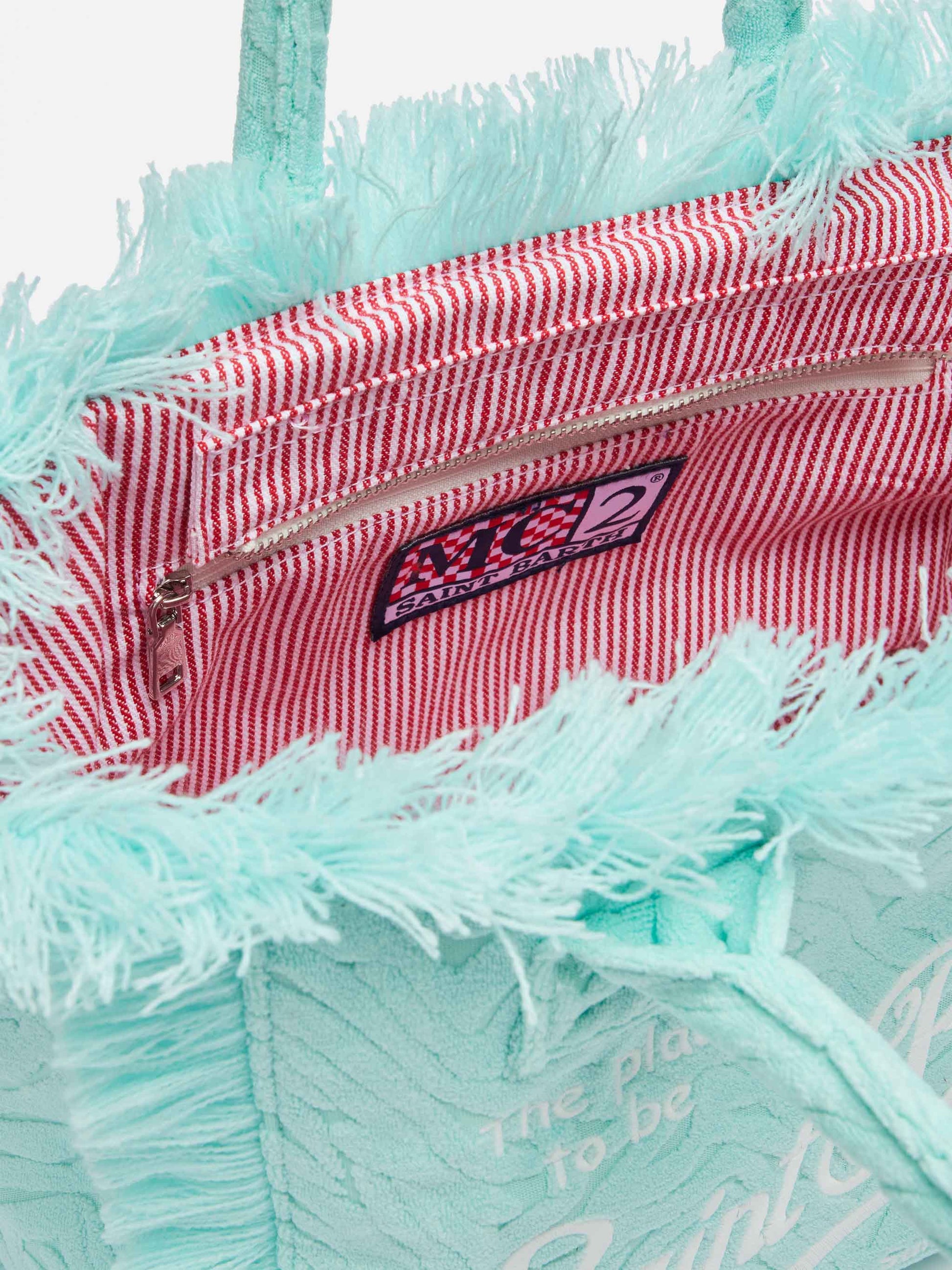 Colette Sponge water green zebra embossed terry handbag - MC2 Saint Barth