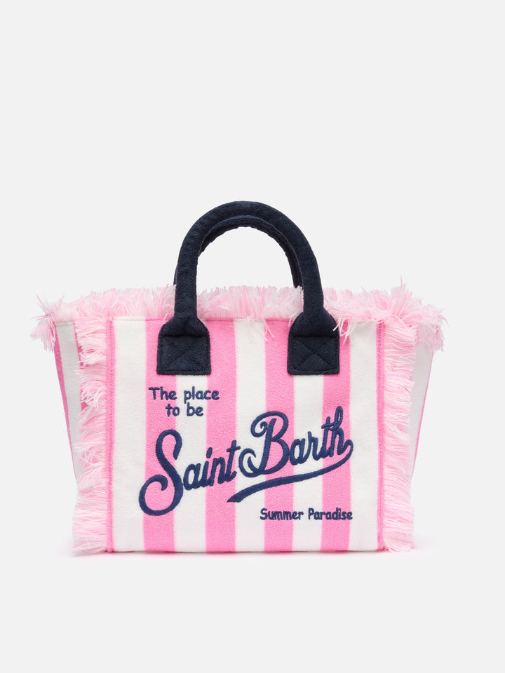 Borsa Colette in spugna rosa con stampa a righe rosa