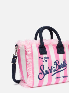 Borsa Colette in spugna rosa con stampa a righe rosa