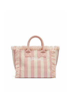 Colette Sponge light pink striped terry handbag - MC2 Saint Barth