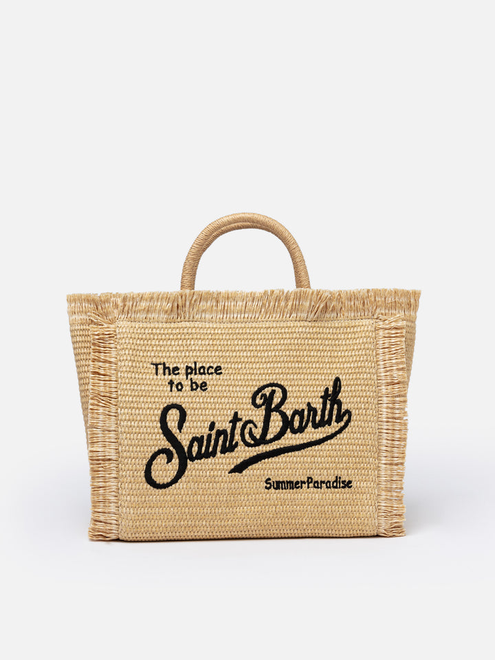 Colette Straw effect handbag with emboidered logo - MC2 Saint Barth