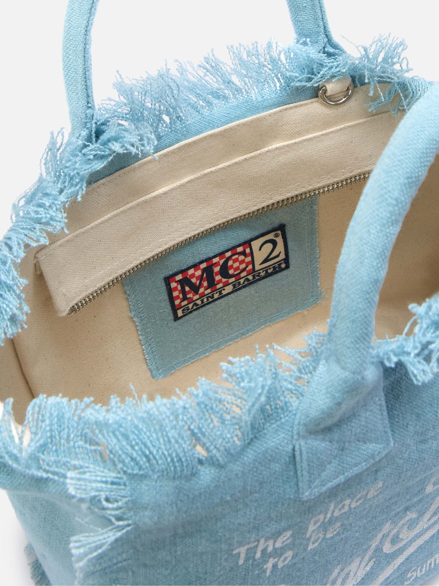 Light blue solid color linen Colette bag