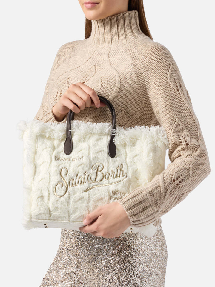 Borsa a mano Colette Wool Braid a trecce bianca