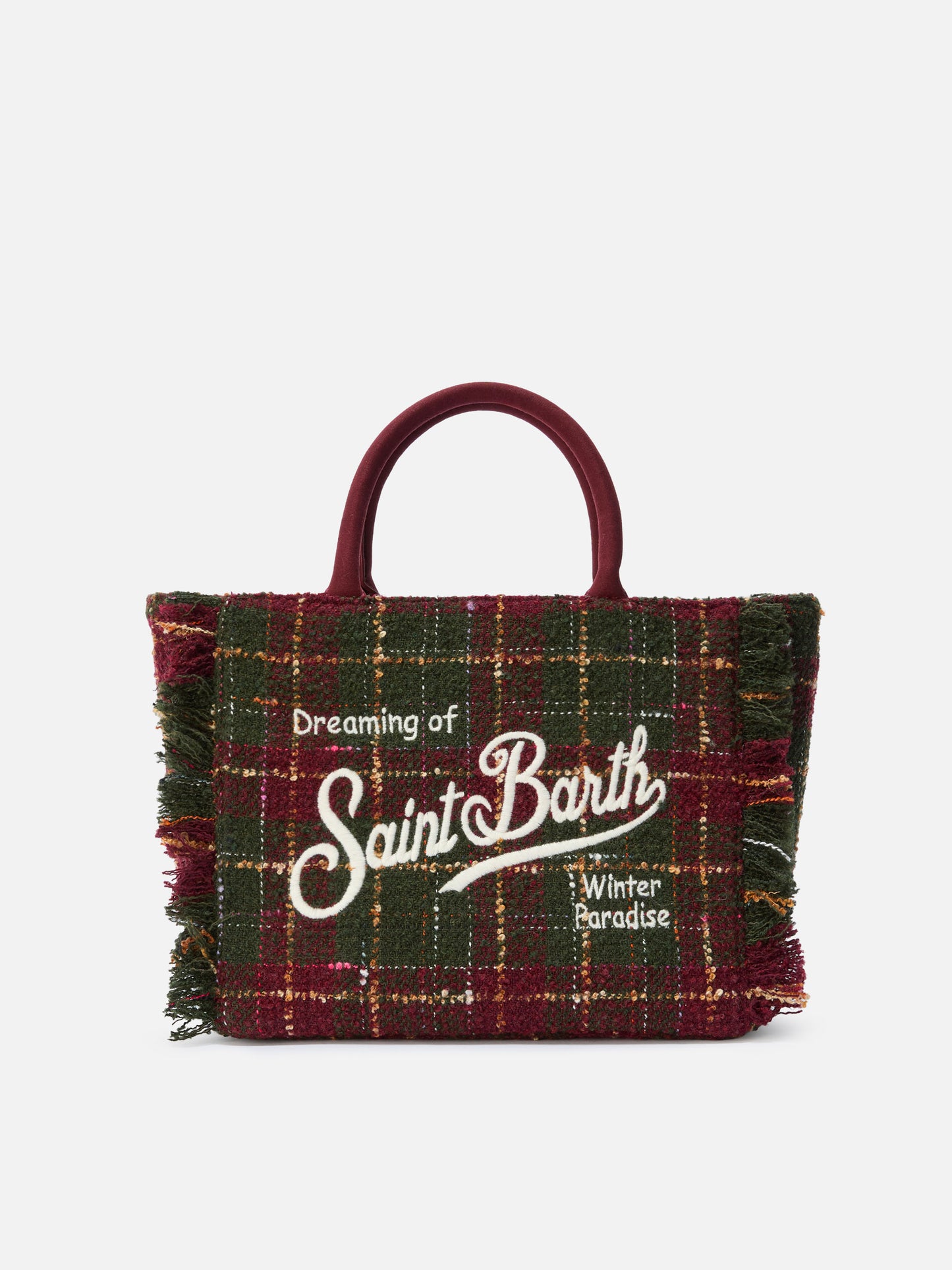 Colette Tweed Handbag in bordeaux check wool blend