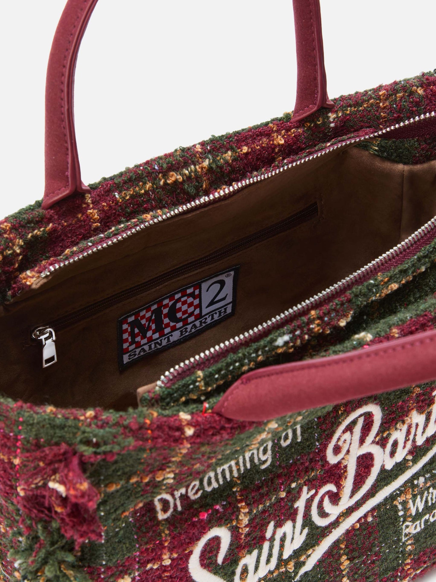 Colette Tweed Handbag in bordeaux check wool blend