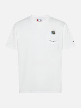 Connor cotton T-shirt in white with Bartman pocket embroidery