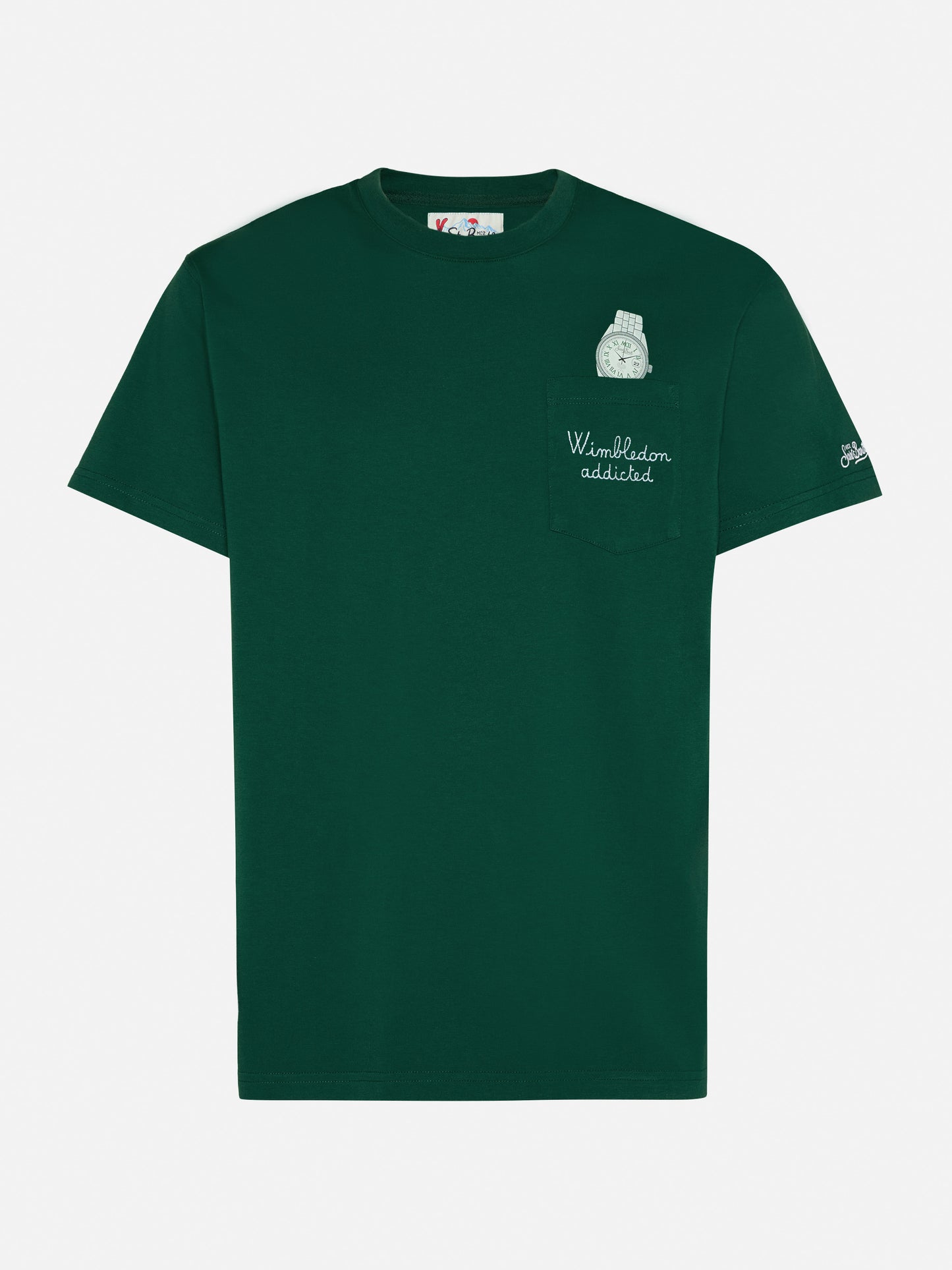 Connor cotton T-shirt in green with Wimbledon addicted pocket embroidery