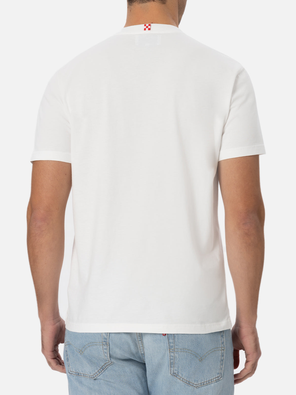 T-shirt bianca da uomo in cotone Connor con ricamo Coke is expensive