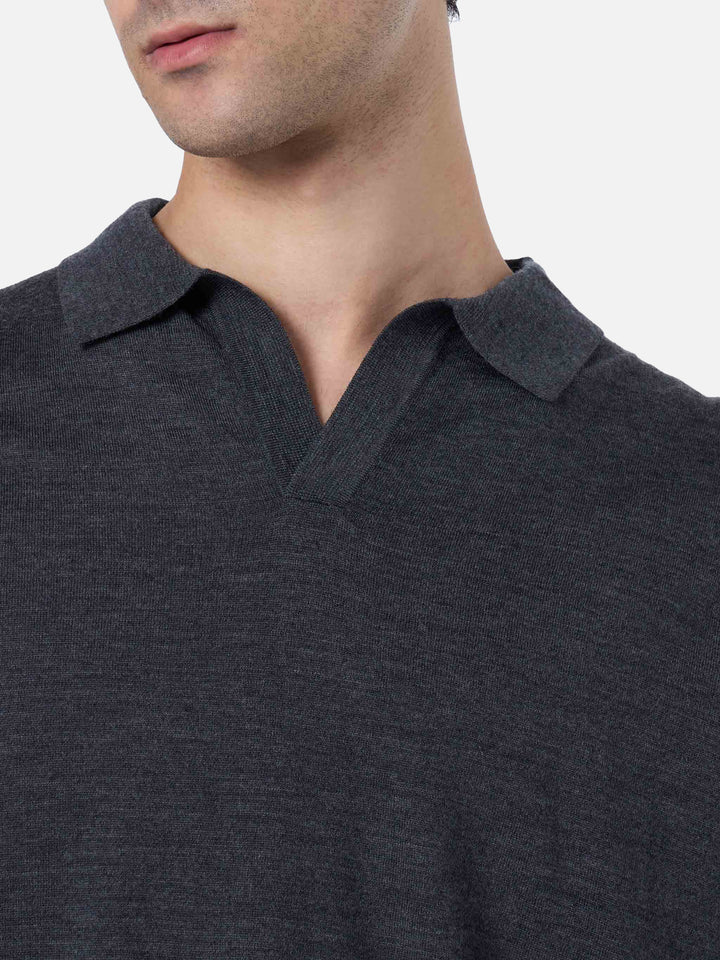 Man charcoal merino wool polo Covent - MC2 Saint Barth