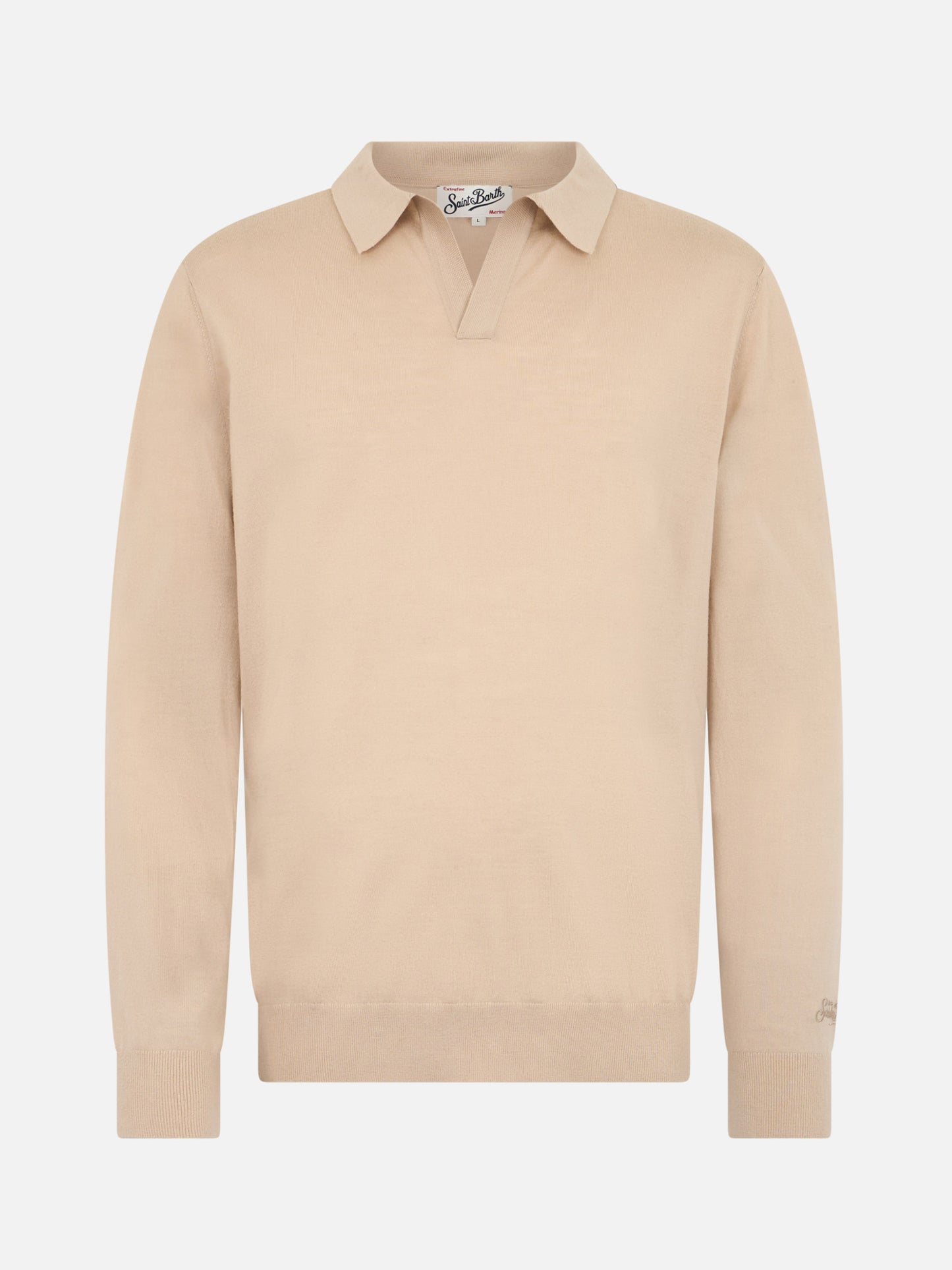 Man beige merino wool polo Covent