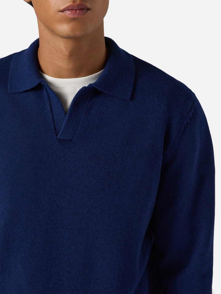 Polo in maglia Covent in pura lana blu navy