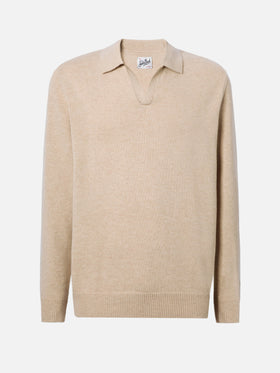 Beige pure-wool knit polo Covent