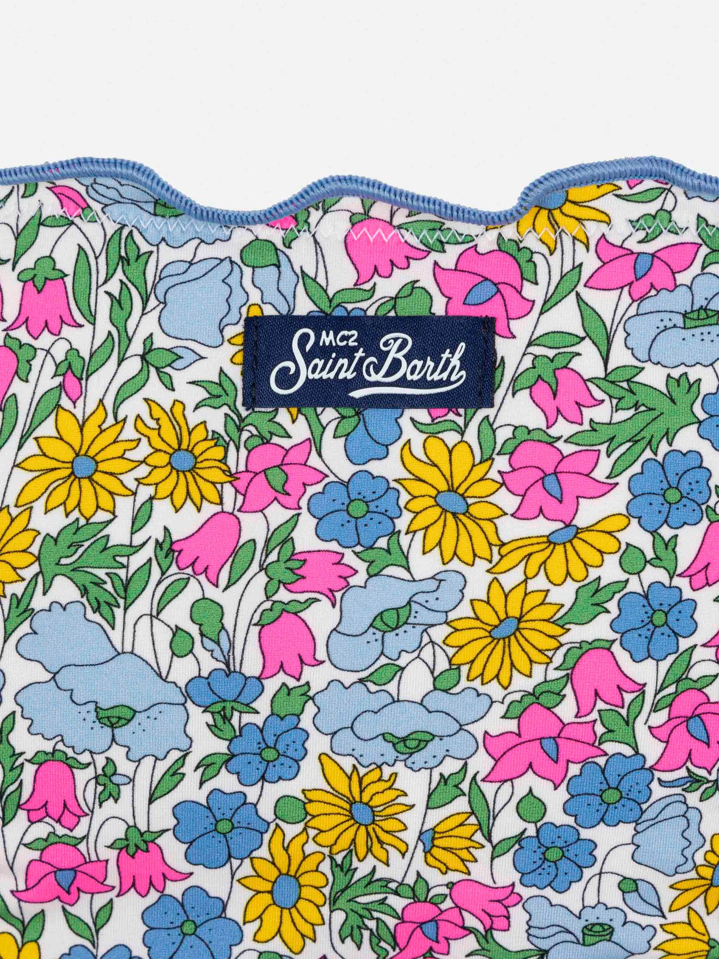 Cris classic triangle bikini with Poppy and Daisy print | MADE WITH LIBERTY FABRIC - MC2 Saint Barth