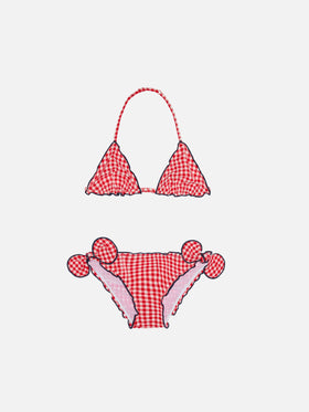 Girl triangle bikini with red gingham print - MC2 Saint Barth