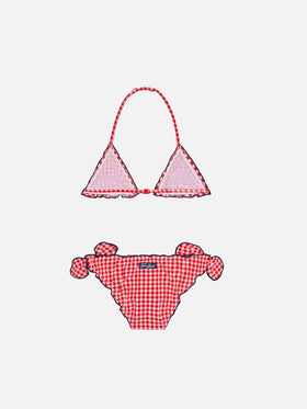 Girl triangle bikini with red gingham print - MC2 Saint Barth