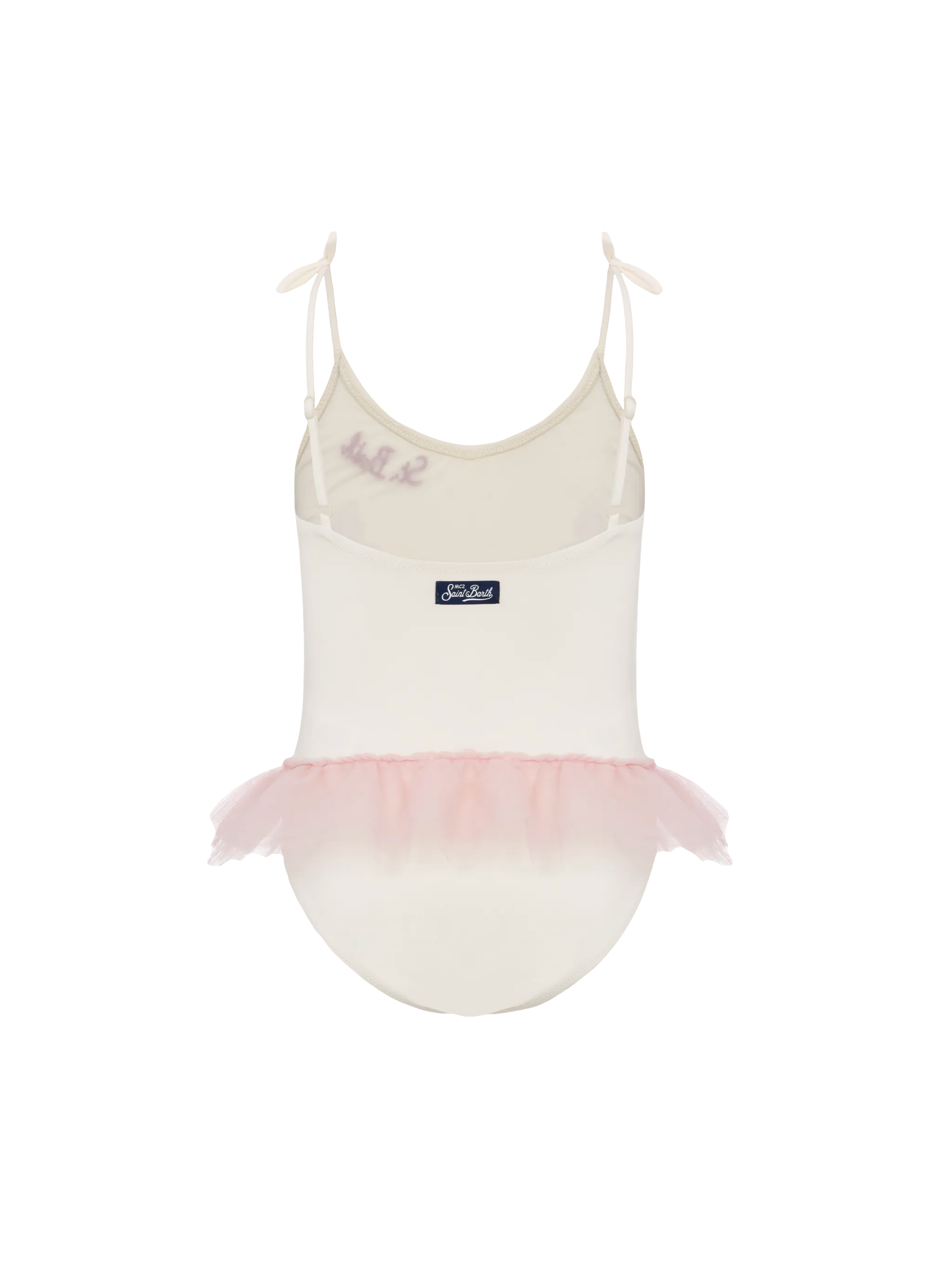 Dancer one-piece swimsuit with tulle ruffle and glittered bows - MC2 Saint Barth