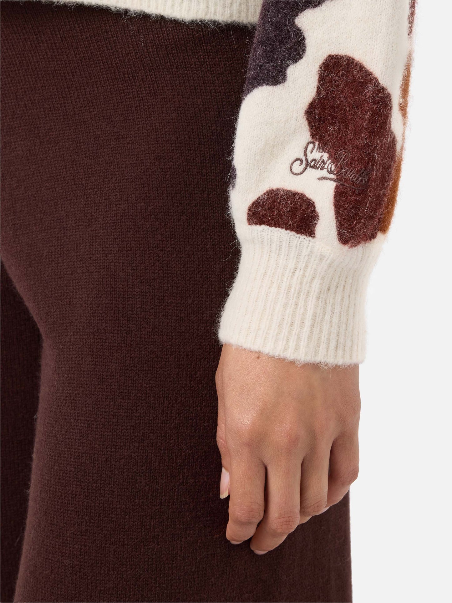 Danya stretch merino-wool and alpaca-blend sweater with cow-print
