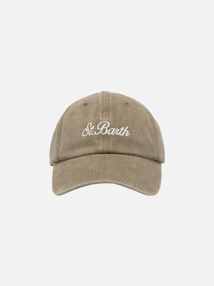 Davis beige Denim-Ballkappe mit St. Barth-Stickerei