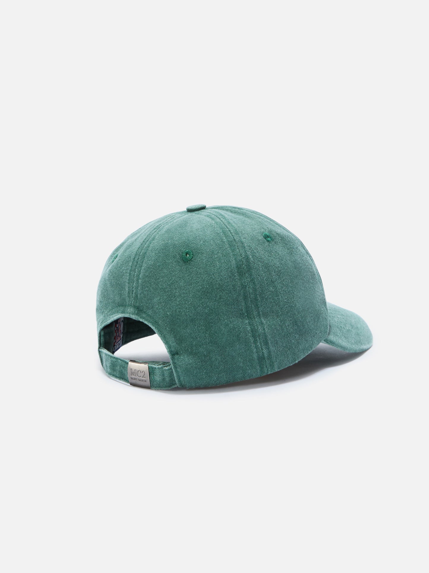 Cappellino Davis con visiera in cotone verde con logo ricamato