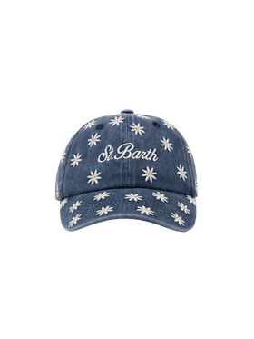 Blue denim ball cap Baseball Jr with daisy embroidery - MC2 Saint Barth