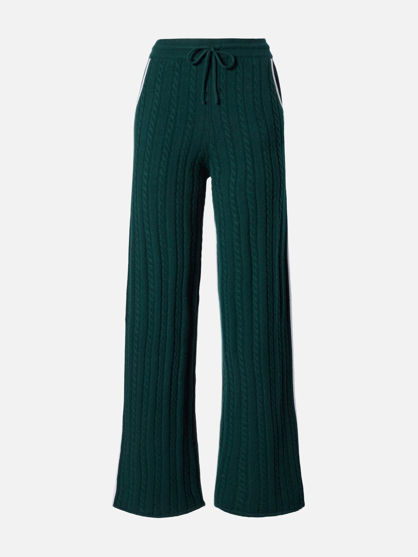 Dinard cable-knit trousers in British green wool with St. Barth embroidery