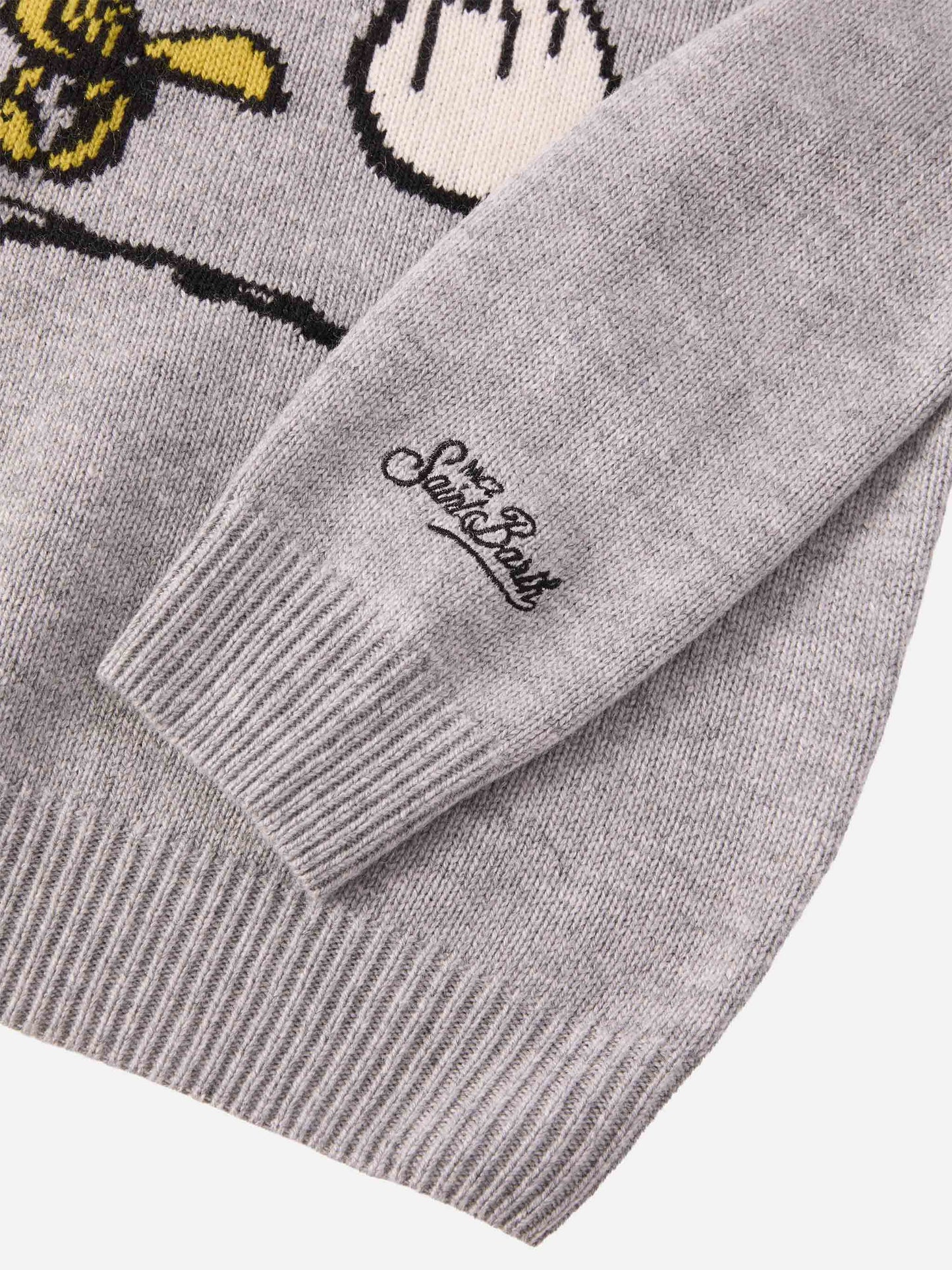 Maglione Douglas in misto cashmere con stampa Woodstock e ricamo Vado dai Nonni | PEANUTS SPECIAL EDITION