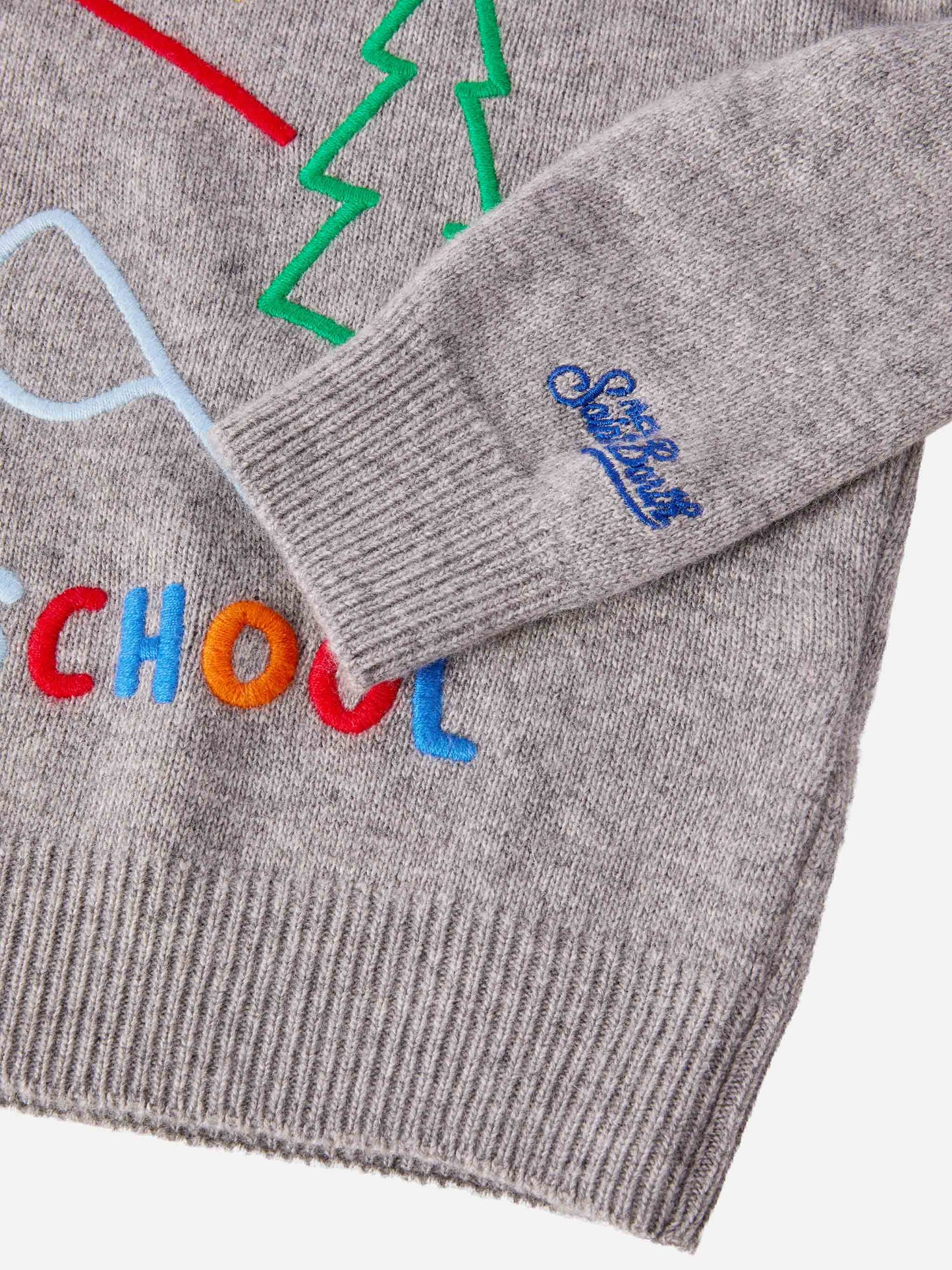 Sweater Douglas in cashmere blend with Too Cold for School embroidery