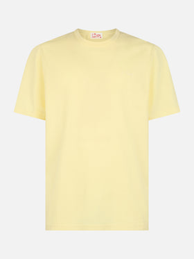 Man pale yellow cotton jersey t-shirt Dover with St. Barth embroidery - MC2 Saint Barth