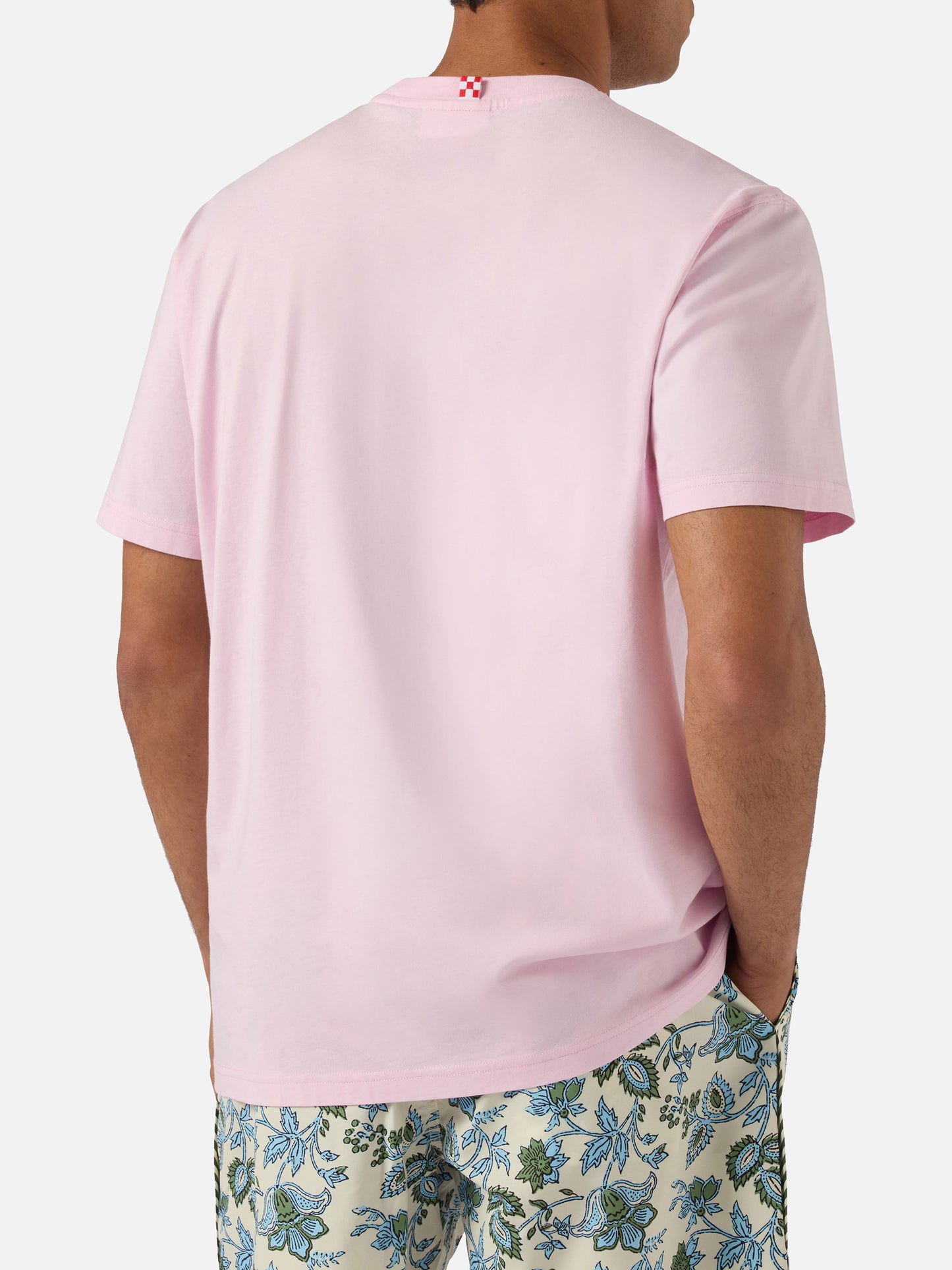 T-shirt Dover rosa in cotone con ricamo logo