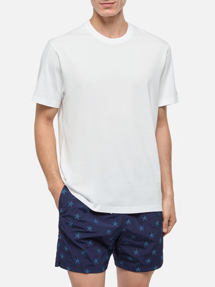 White cotton jersey t-shirt Dover with St. Barth embroidery