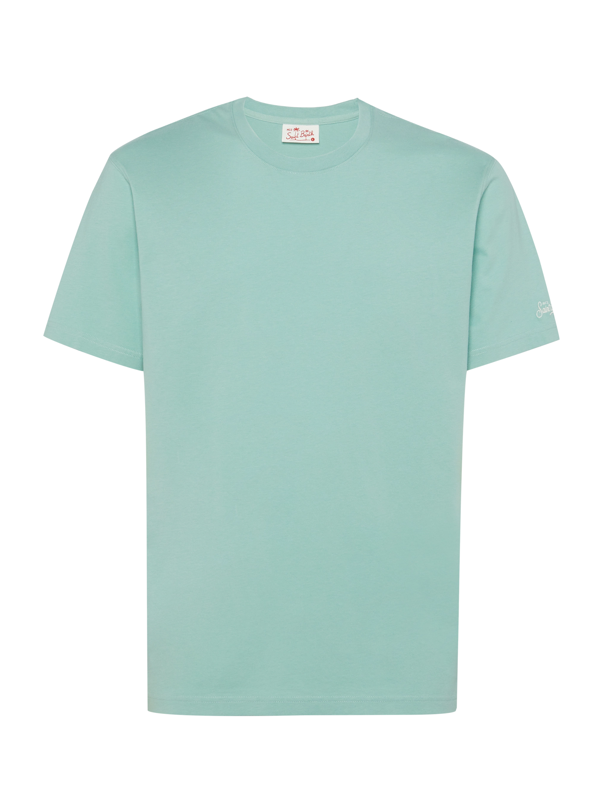 Sage green cotton jersey t-shirt Dover with St. Barth embroidery