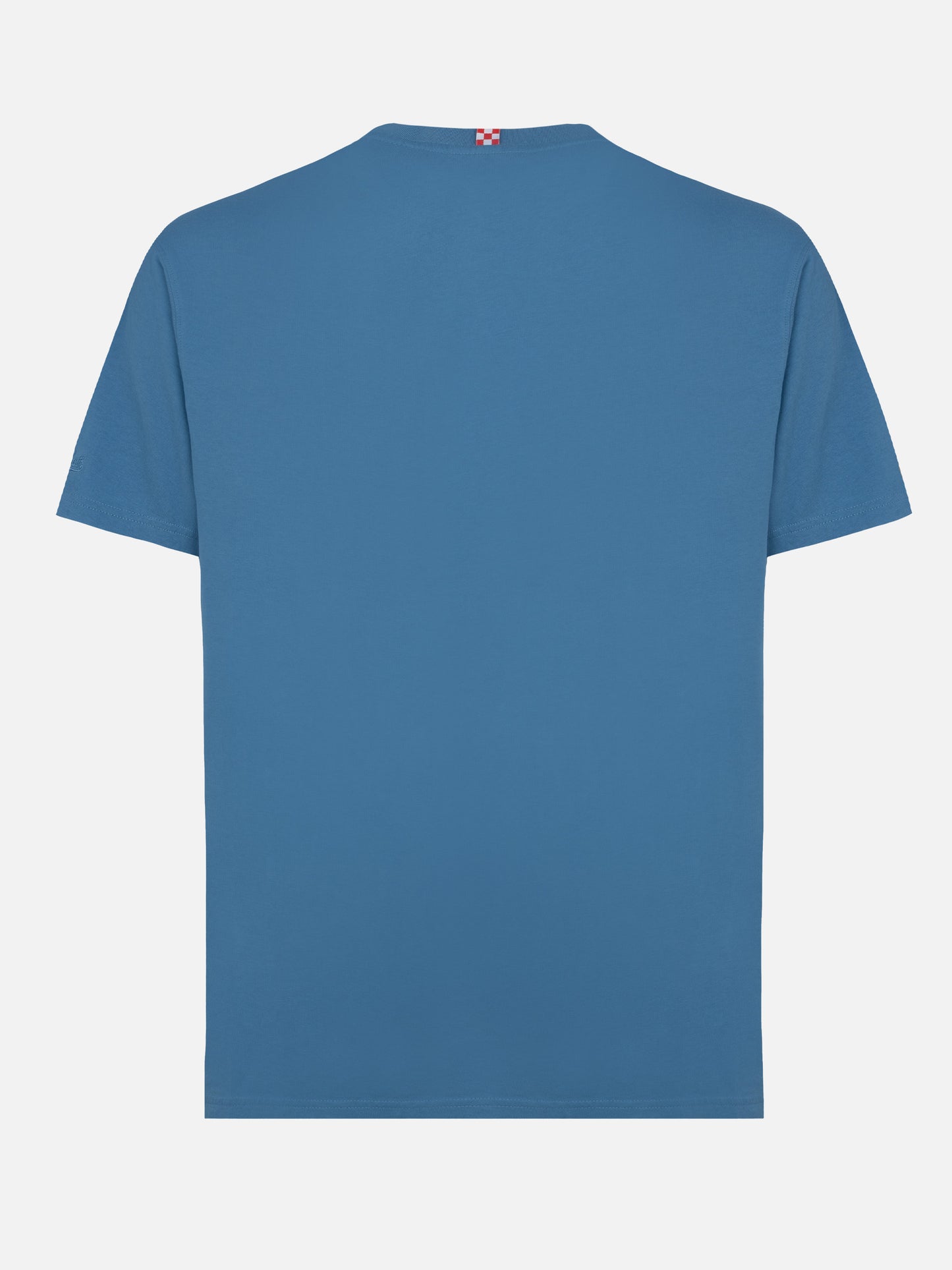 Tshirt Dover in jersey di cotone blu polvere con ricamo St. Barth