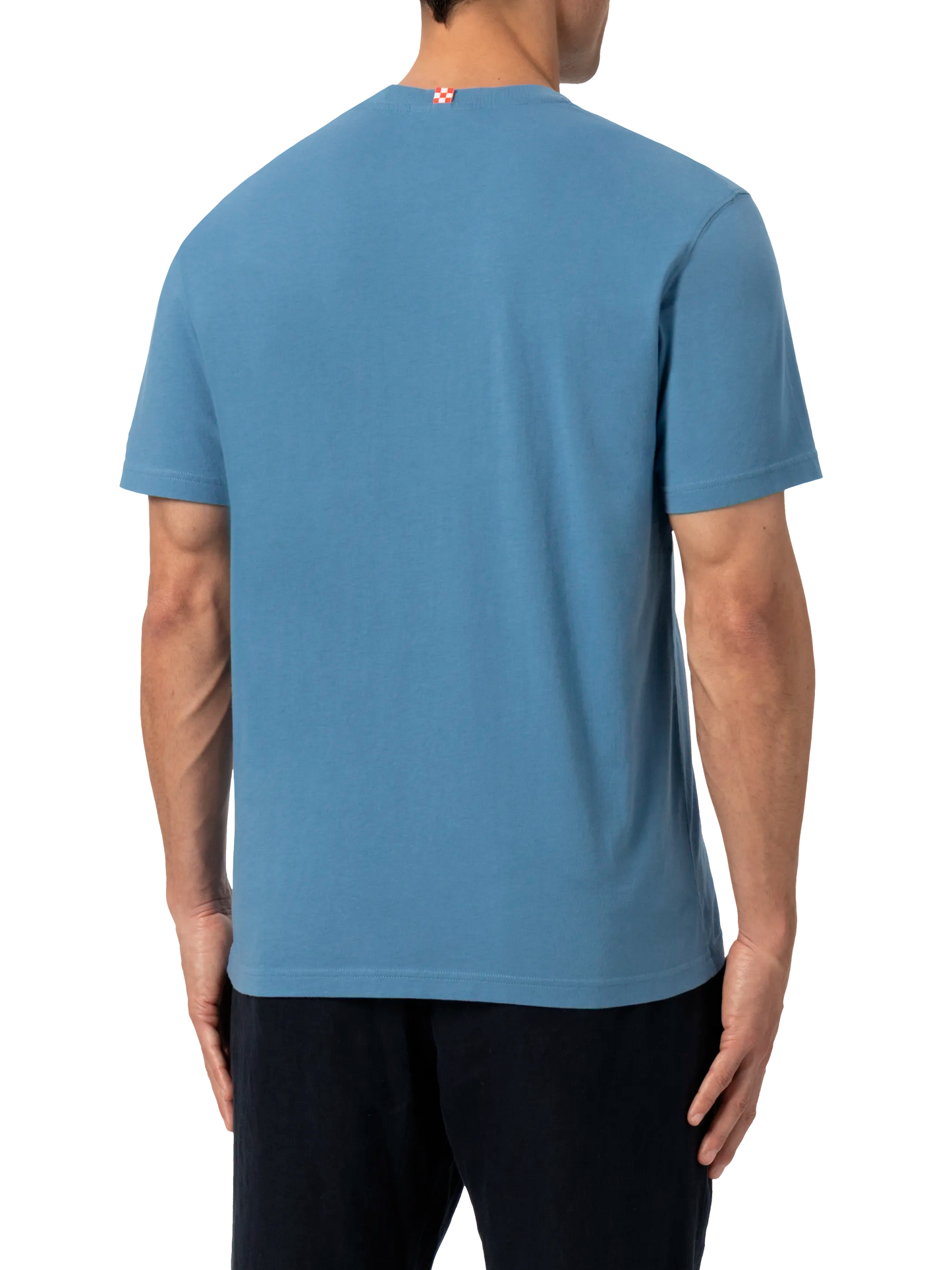 Tshirt Dover in jersey di cotone blu polvere con ricamo St. Barth