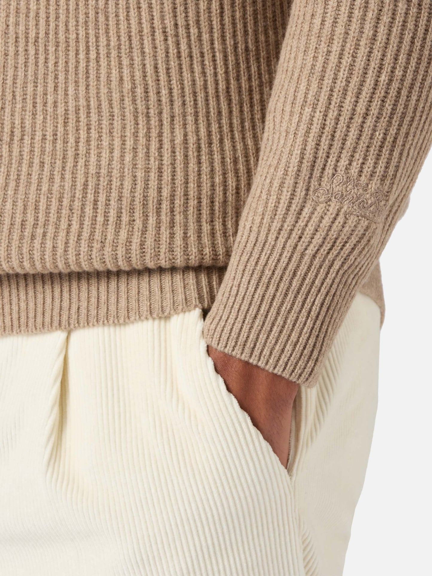 Polo in maglia Downing in lana kaki