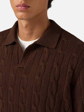 Brown wool knit polo Downing