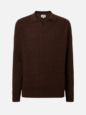 Brown wool knit polo Downing