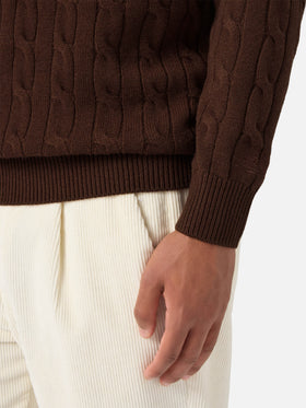 Brown wool knit polo Downing