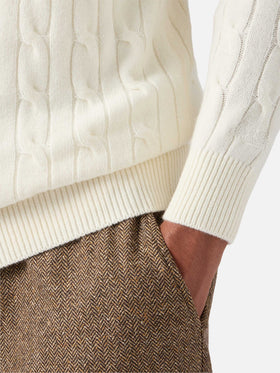 White wool knit polo Downing