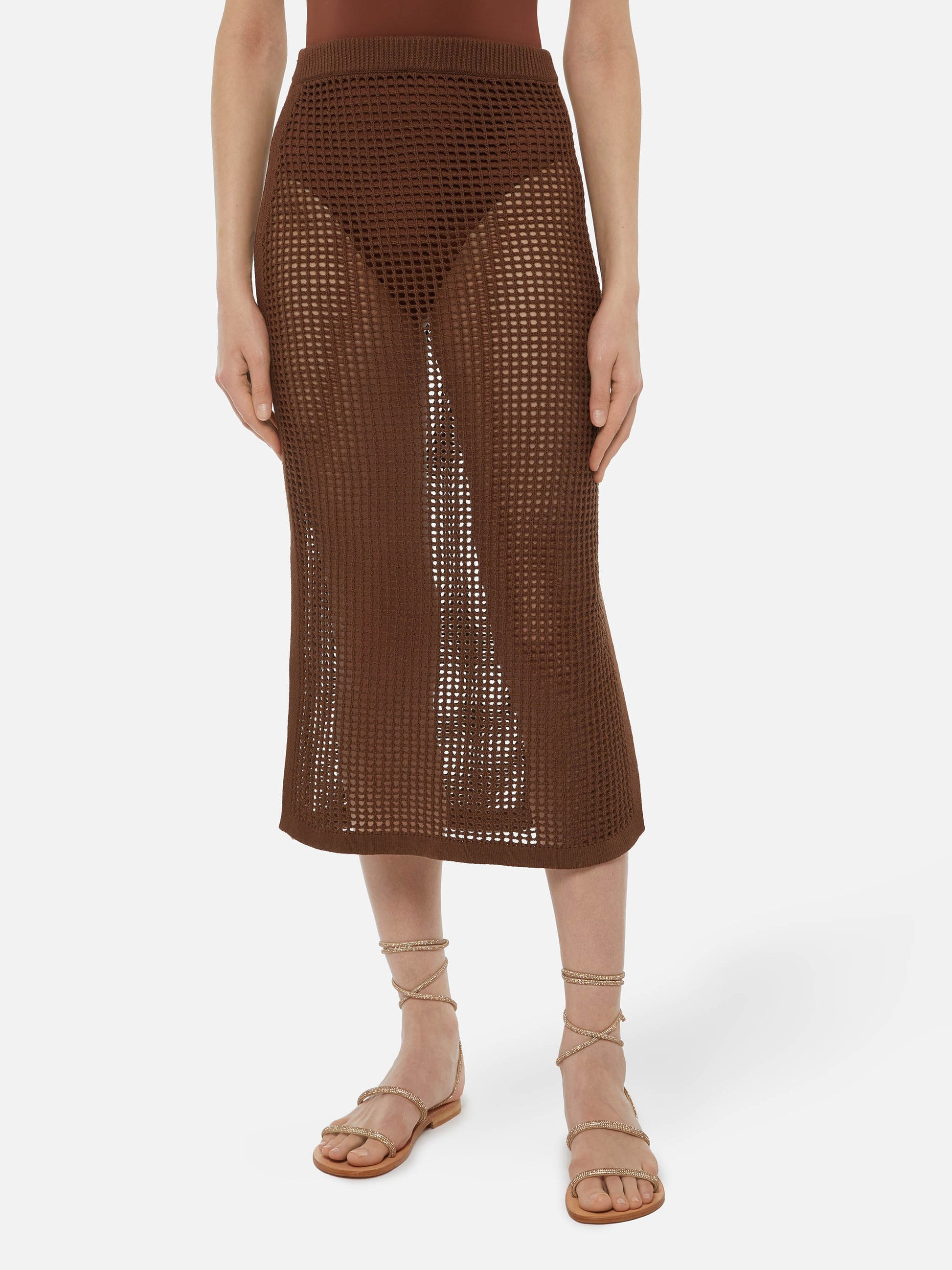 Darline brown crochet midi skirt - MC2 Saint Barth